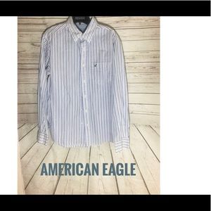 American Eagle Outfitters Blue Striped Shirt Sz M